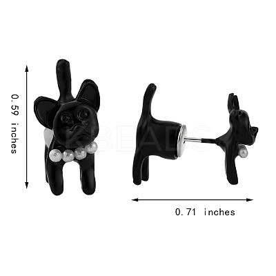 Alloy Cartoon Dog Front Back Stud Earrings JE913A-1