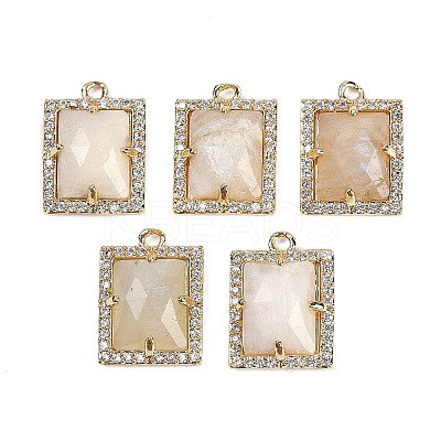 Natural Moonstone Faceted Rectangle Pendants G-I375-05G-02-1