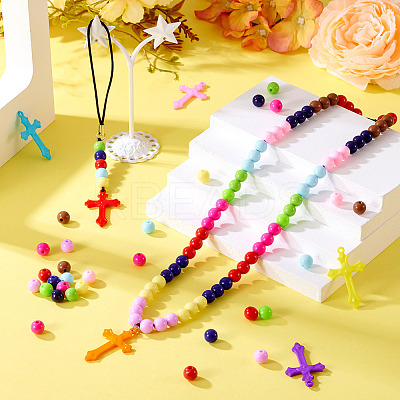 DIY Cross Acrylic Pendant Necklaces Jewelry Making Kit DIY-TA0011-11-1