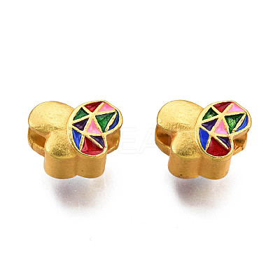 Alloy Enamel European Beads KK-N238-080-1