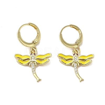 Dragonfly Real 18K Gold Plated Brass Dangle Leverback Earrings EJEW-L268-011G-04-1