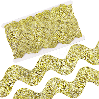 10 Yard Metallic Polyester Wavy Fringe Trim Ribbon SRIB-GF0001-38R-1