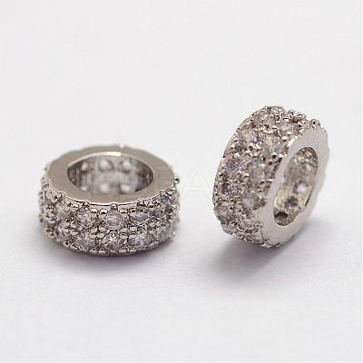 Brass Micro Pave Cubic Zirconia European Beads ZIRC-D113-31-FF-1