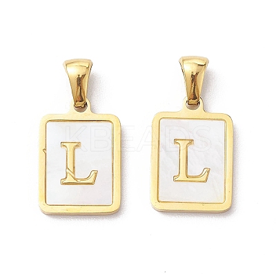Ion Plating(IP) 304 Stainless Steel Pave Shell Pendants X-STAS-G327-01G-L-1