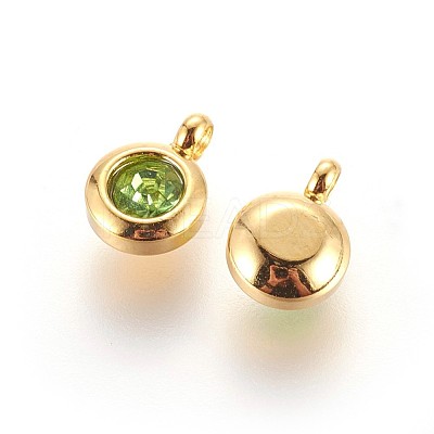 304 Stainless Steel Rhinestone Charms X-STAS-P237-10G-M-1