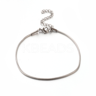 Tarnish Resistant 304 Stainless Steel Snake Chain Bracelets STAS-M175-10P-B-1