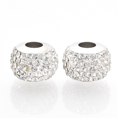 Polymer Clay Rhinestones European Beads X-FPDL-T001-02F-1