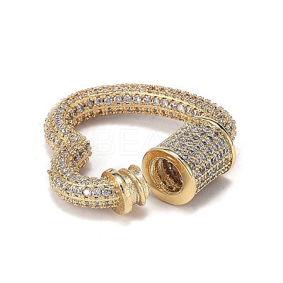 Brass Micro Pave Clear Cubic Zirconia Screw Carabiner Lock Charms ZIRC-F120-002G-1