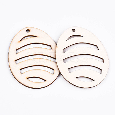 Undyed Natural Wooden Big Pendants WOOD-S058-011-1