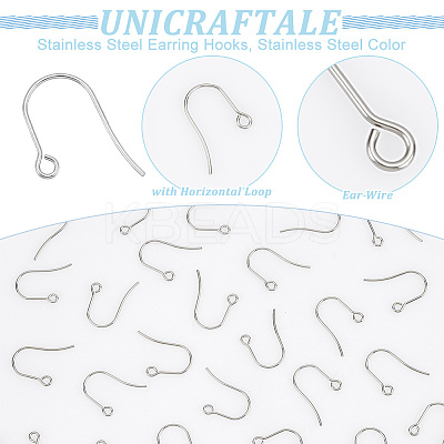 200Pcs 304 Stainless Steel Earring Hooks STAS-UN0058-59P-1