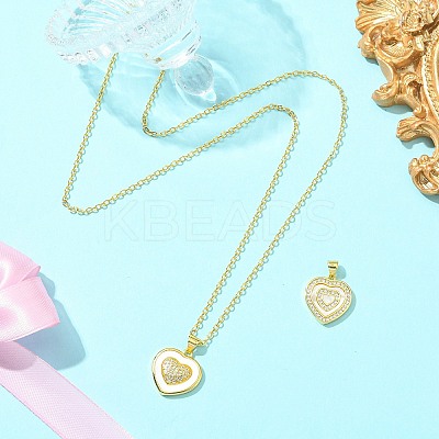 2Pcs 2 Styles Brass Pave Natural Shell Pendants KK-CJ0003-40B-1