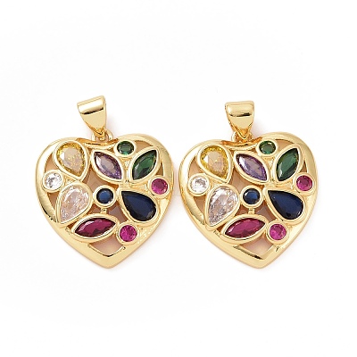 Brass Cubic Zirconia Pendants ZIRC-I062-27G-1