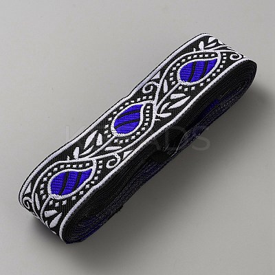Polyester Jacquard Flower Ribbon OCOR-WH0100-05B-1