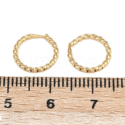 Brass Twist Ring Hoop Earrings EJEW-F378-01G-1