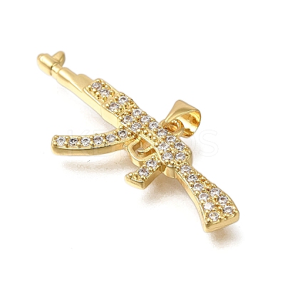 Rack Plating Brass Micro Pave Cubic Zirconia Pendants ZIRC-F142-27G-1