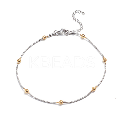 304 Stainless Steel Round Snake Chain Anklets LS-AJEW-G024-13A-1