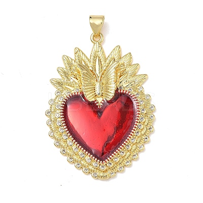 Brass Cubic Zirconia & Enamel Pendants KK-L253-24G-03-1
