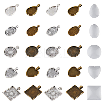 DIY Blank Cameo Photo Geometry Pendant Making Kit DIY-DC0001-99-1