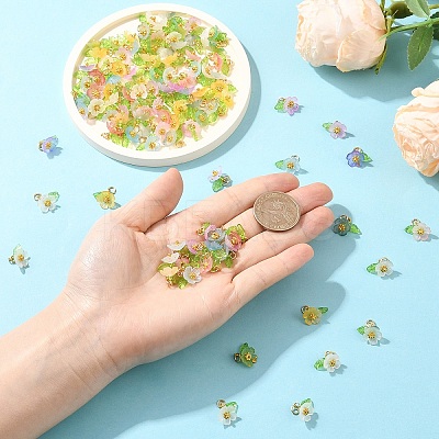120Pcs 8 Colors Frosted Acrylic Pendants PALLOY-YW00102-1