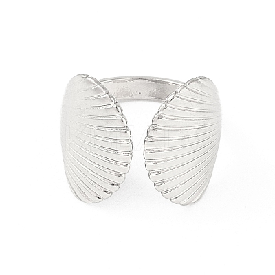 304 Stainless Steel Shell Shape Open Cuff Rings RJEW-S418-01P-1