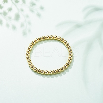 Synthetic Hematite Round Beaded Stretch Bracelet BJEW-JB08582-1