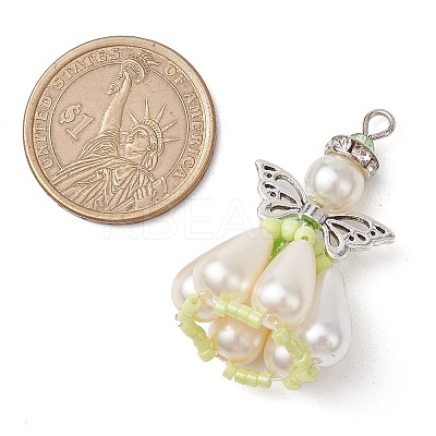 Pearlized Glass Pearl Beads Pendants PALLOY-MZ00487-01-1