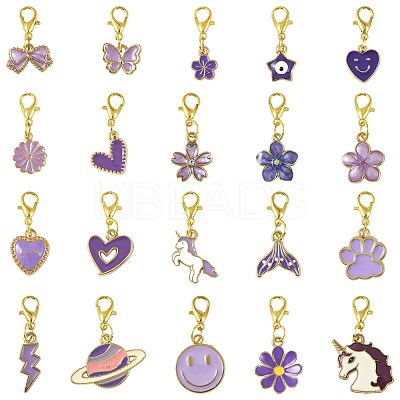 20Pcs 20 Styles Alloy Enamel Pendant Decorations HJEW-FS00047-1