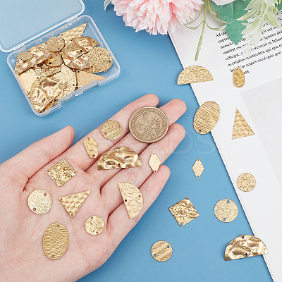 60Pcs 10 Styles Brass Connector Charms KK-BC0011-17-1