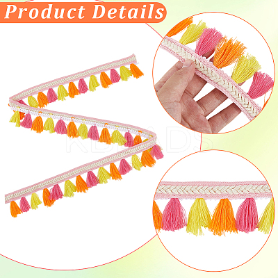 5.47 Yards Ethnic Style Polyester Fringe Lace Trims SRIB-CY0001-32A-1