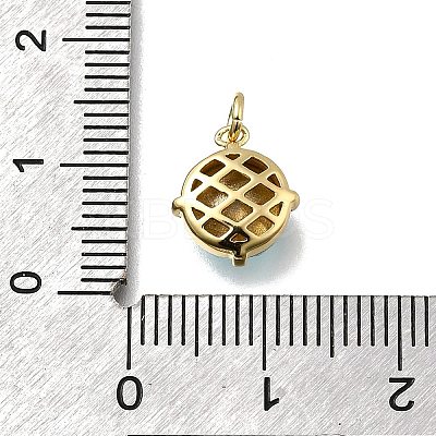Flat Round Brass with Glass Charms KK-G525-01G-01-1