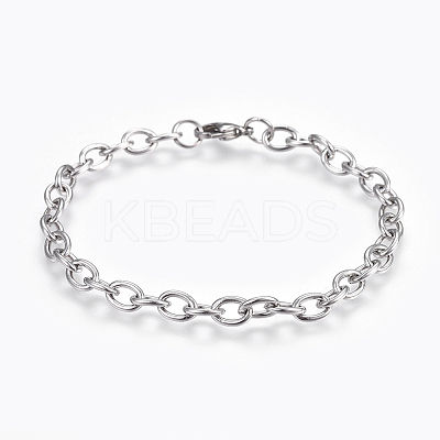 Tarnish Resistant 304 Stainless Steel Cable Chain Bracelets X-BJEW-P239-05-1