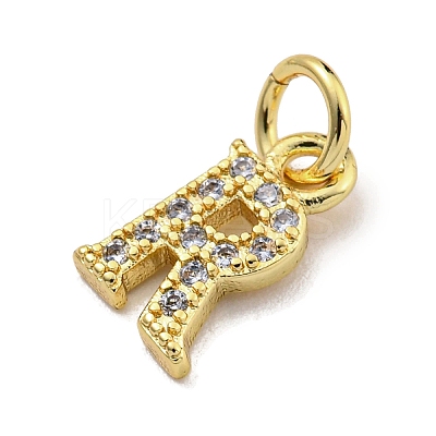 Initial Letter Brass with Cubic Zirconia Charms KK-Q814-26R-G-1