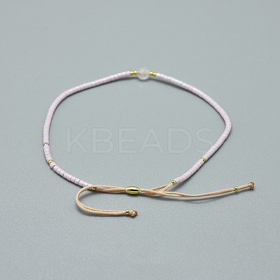 Adjustable Natural Rose Quartz Braided Bead Bracelets BJEW-F391-A01-1