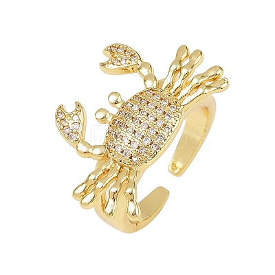 Brass Micro Pave Cubic Zirconia Cuff Rings for Women RJEW-P157-02G-1