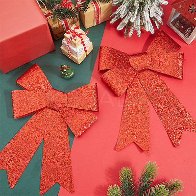 Christmas PVC Glitter Bowknot AJEW-SP0003-72B-01-1
