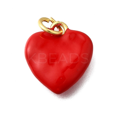 Brass Red Enamel Charms KK-Z102-23G-01-1
