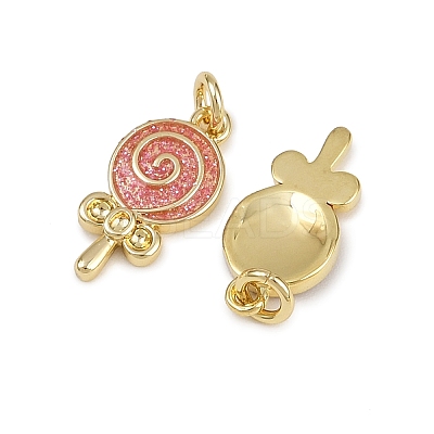 Brass Enamel Lollipop Charms KK-D424-20A-G-1