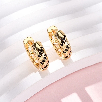 Ring Brass Micro Pave Cubic Zirconia Hoop Earrings EJEW-F384-05G-1