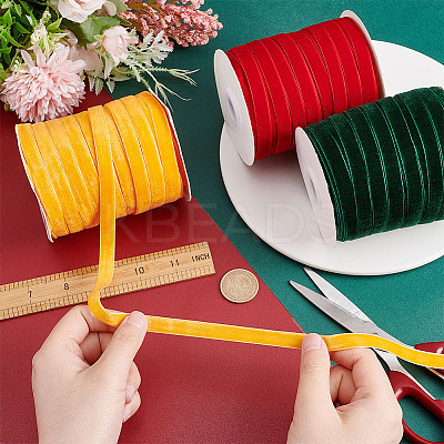 3 Rolls 3 Colors Single Face Velvet Ribbon SRIB-AR0001-09-1