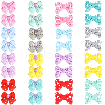 32Pcs 16 Colors Food Grade Eco-Friendly Silicone Focal Beads SIL-PA0001-33-1