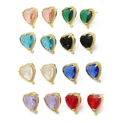 Rack Plating Brass Rhinestone Stud Earring Finding KK-C023-03-1