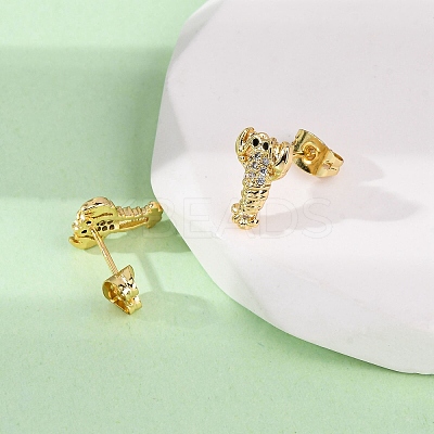Brass Micro Pave Clear Cubic Zirconia Earrings EJEW-D328-03G-04-1