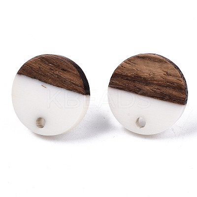 Opaque Resin & Walnut Wood Stud Earring Findings MAK-N032-008A-B06-1