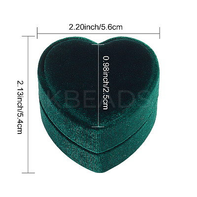 Heart Velvet Covered Cardboard Couple Rings Storage Box CON-WH0087-81A-1
