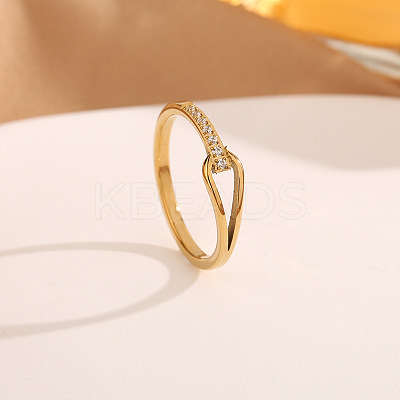 304 Stainless Steel Micro Pave Clear Cubic Zirconia Finger Rings FS-WG74BF6-03-1