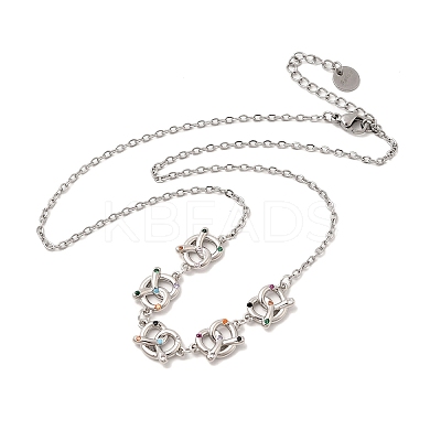 Brass Micro Pave Cubic Zirconia Knot Pendant Necklaces NJEW-B157-08P-02-1