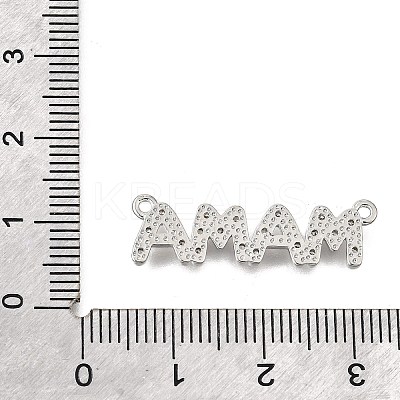 Mother's Day Brass Micro Pave Clear Cubic Zirconia Word Mama Connector Charms KK-V007-36P-1