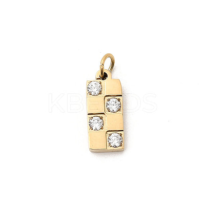 304 Stainless Steel Micro Pave Cubic Zirconia Pendants STAS-P431-22G-1
