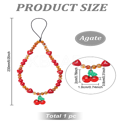 1Pc Agate Beaded Mobile Phone Lanyard Wrist Straps AJEW-LP0001-14-1