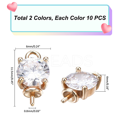 20Pcs 2 Colors Brass Micro Pave Cubic Zirconia Peg Bails Pendants KK-PH0004-05-1